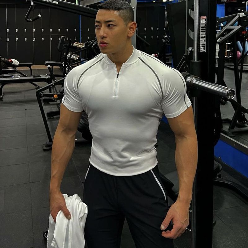 Muscle summer new quick drying tight fitting clothes men's elastic sports running T-shirts gym training tops_voghion.com