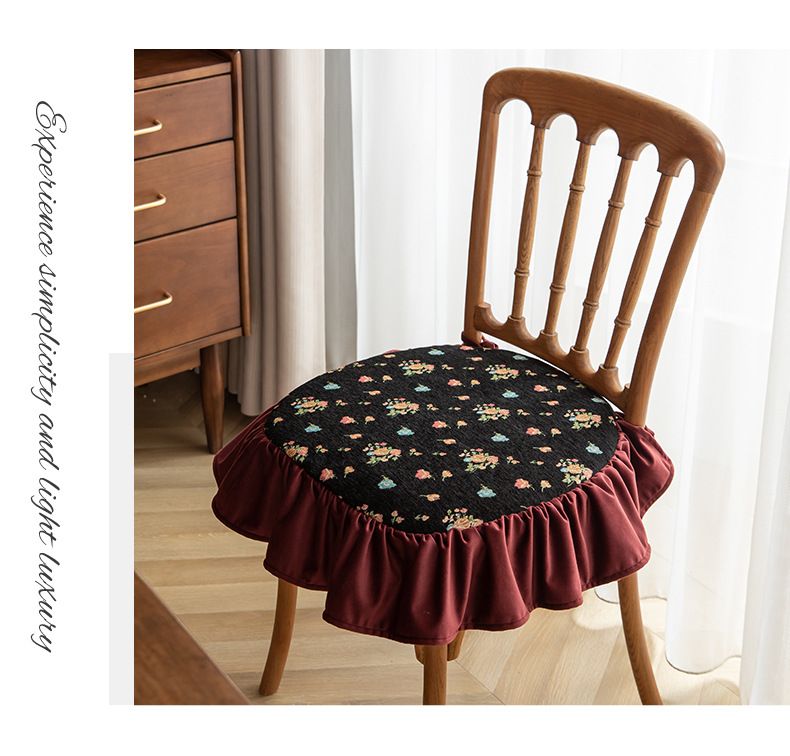 Modern Geometric Chair Cushion With Ties – Non-Slip Polyester Seat Cover, Hard Cotton Filled For Dining & Office Chairs_voghion.com