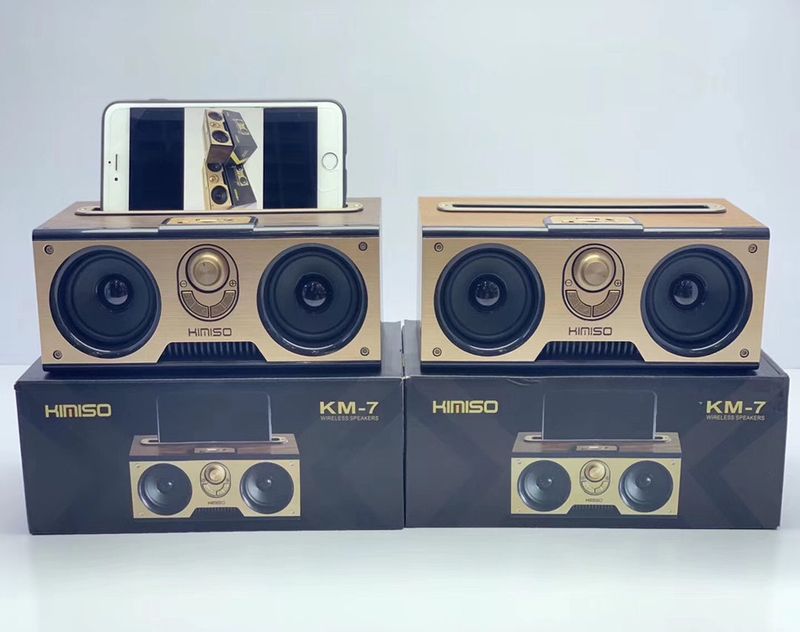 New KM-7 Wooden Wireless Portable Outdoor Radio Card Slot Bluetooth Speaker_voghion.com