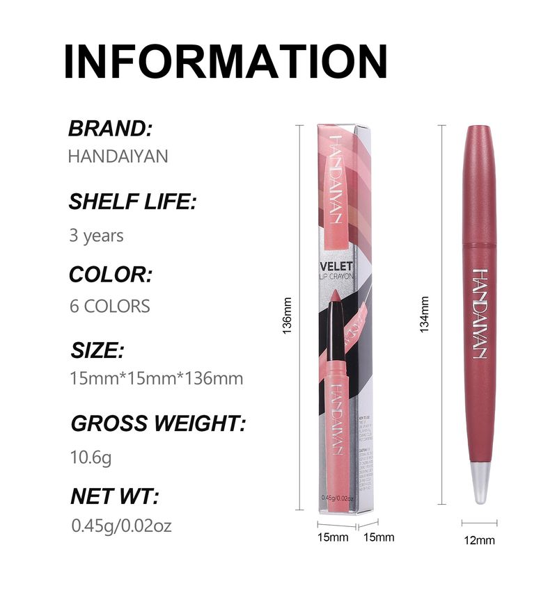 HANDAIYAN 6 - Color Automatic Lip Liner: Long - Lasting, Waterproof, Matte Lip Contour Pencil_voghion.com