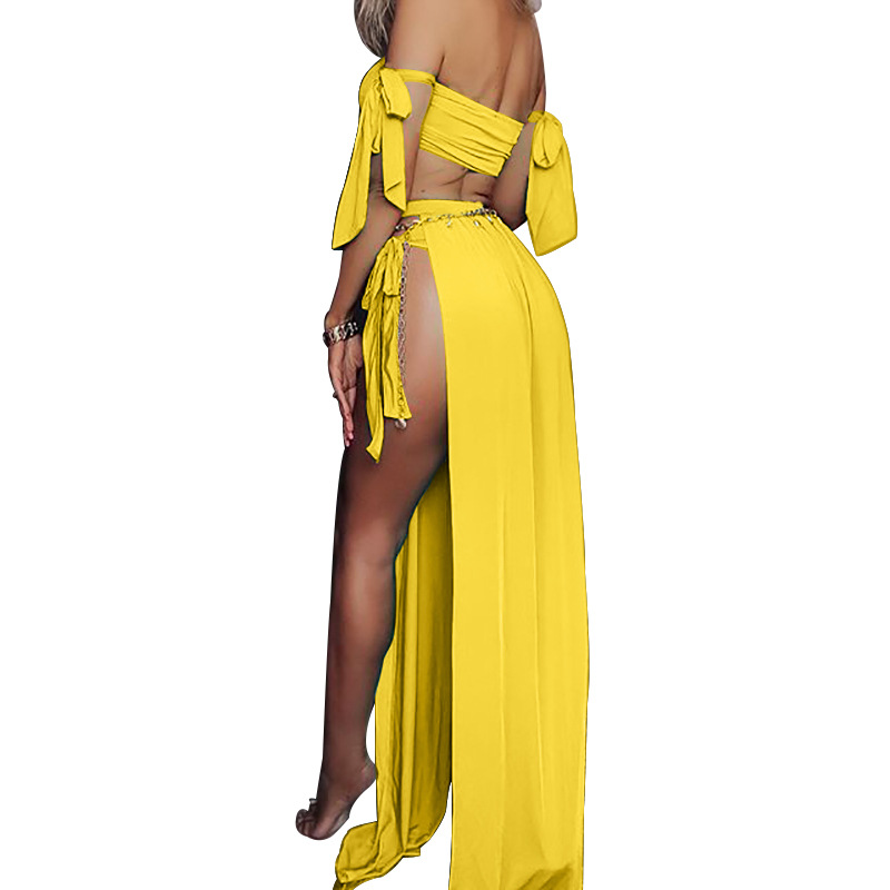 Dames tube top strappy top sexy split rok tweedelig pak_voghion.com