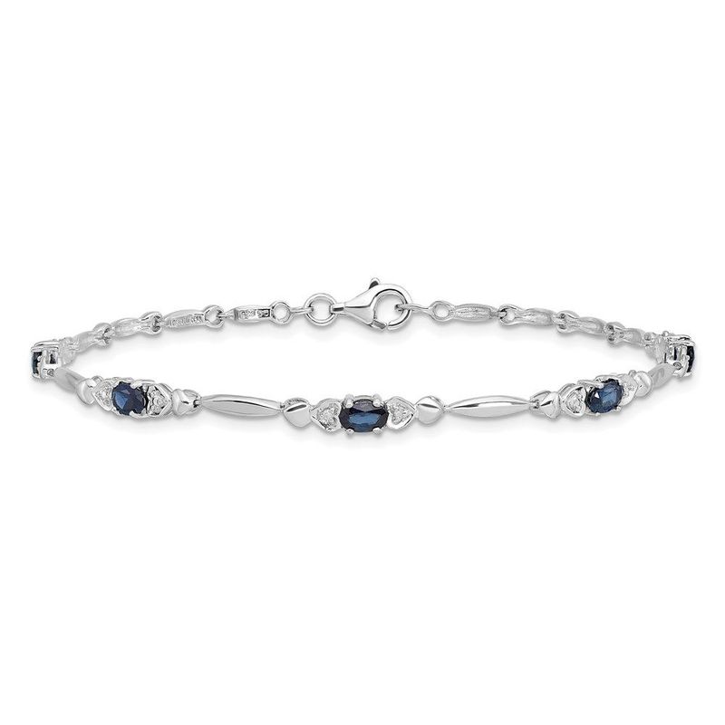 Sterling Silver Rhodium-plated Sapphire And Diamond Bracelet_voghion.com