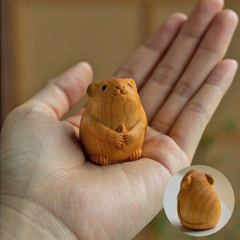 Thuja Holzschnitzerei Sternzeichen Ratte Ochse Tiger Schlüsselanhänger Drache Schlange Anhänger Pferd Schaf Handheld Affe Huhn Ornamente_voghion.com