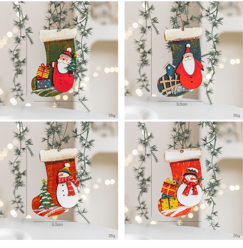 Lillian Cross-Border Decoration Bemaltes Holzschild Bär Autoanhänger Schneemann Geschenk Socken Weihnachtsbaumschmuck_voghion.com