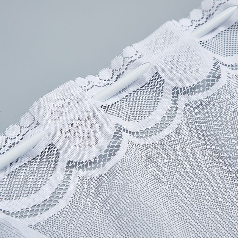 White Polyester Crochet Lace Door Curtain – 180x100cm Floral Cutout Panel For Kitchen, Study & Entryway – Lightweight Sheer Window Drape_voghion.com