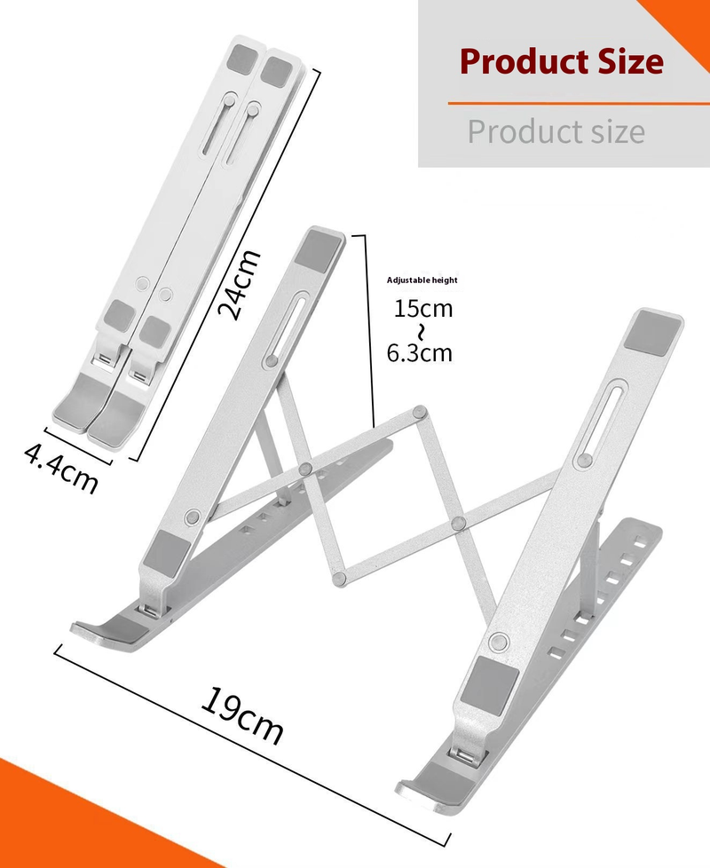 Aluminum Laptop Stand With Adjustable Height & Foldable Design - Universal Stand For Notebook, Tablet & Monitor, Portable Cooling Tray_voghion.com