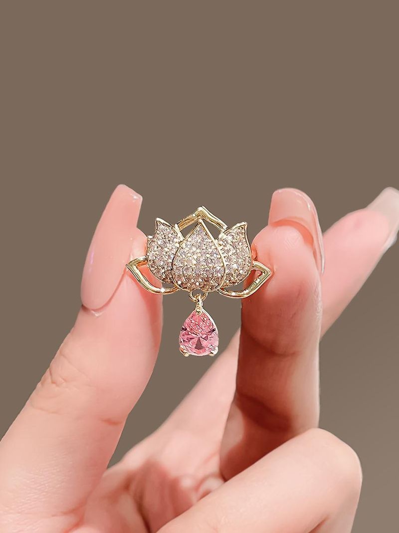 Wasserlotus-Brosche, weibliches High-End-Temperament, kleine Brosche, Sommernadel, Anti-Licht-Schnalle, feste Kleidungsaccessoires_voghion.com