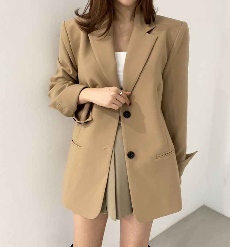 2024 Outono/Inverno Novo Melad Dress Up Coreano Chique Clássico Marrom Cinza Terno Casaco_voghion.com