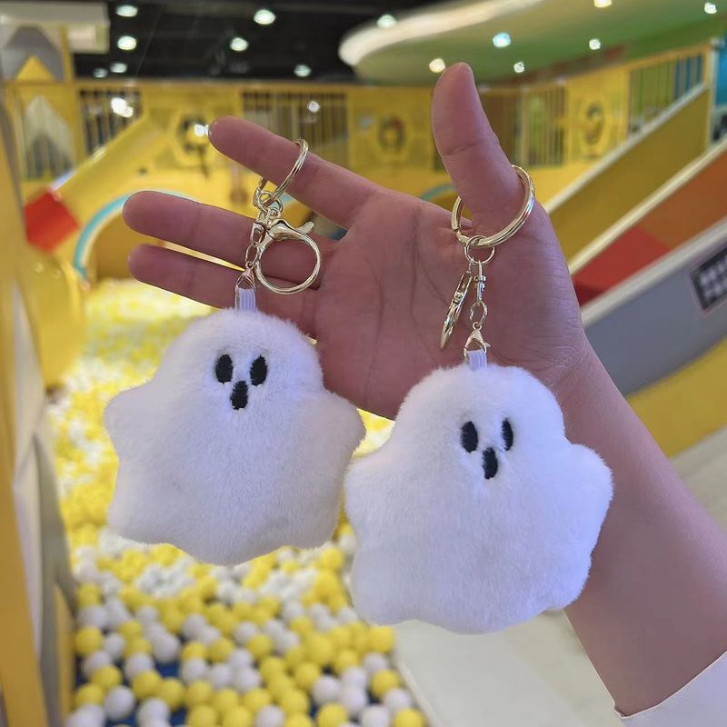 Halloween Ghost Keychain Plush Toy - Cute Backpack Accessory For Couples, Friends & Halloween Decor (10cm Height, PP Cotton Filling, Soft Short Plush)_voghion.com