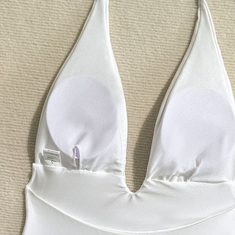 Maillot de bain une pièce en nylon brillant pour femme, décolleté en V profond, bikini_voghion.com