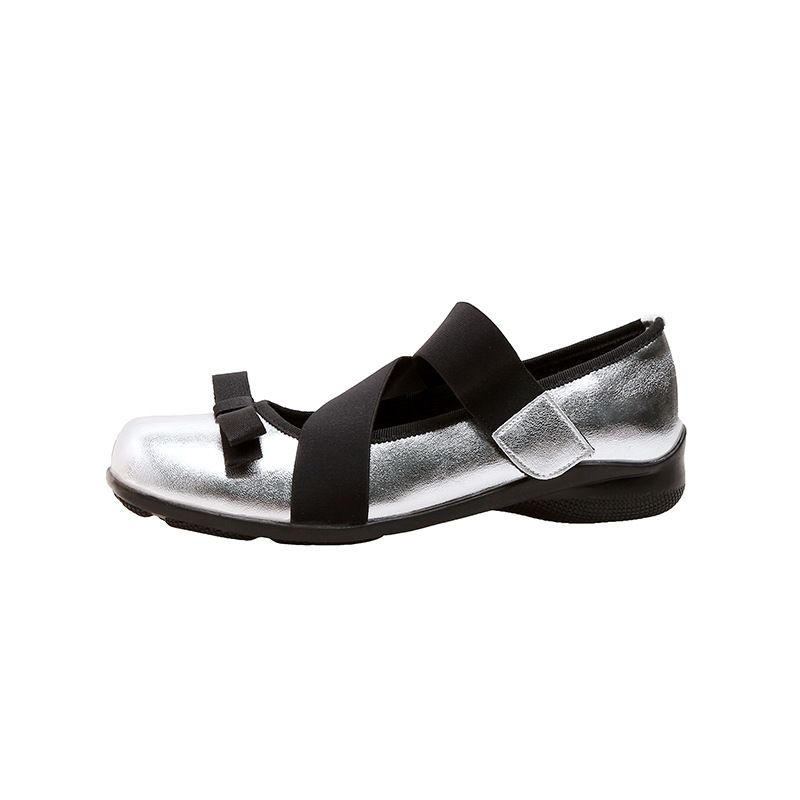 Genuine Leather Ballet For Women 2025 Spring Summer Cross Strap British Style Square Toe Bowknot Mary Jane Single Shoes_voghion.com