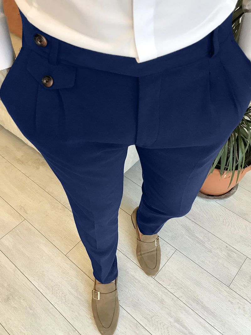 Pantalons pour hommes, couleur unie, décontractés, coupe slim, formels, fuselés, quatre saisons, tendance_voghion.com