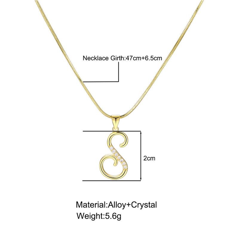 Kreativ Moud High-End Halskette Koffer Zirkon Echtgold Galvaniséierung 26 Buschtawen Anhänger Schléissebein Kette_voghion.com