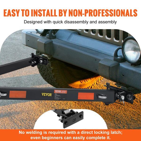 Tow Bar, 5500 Lbs Towing Capacity With Chains, Powder-Coating Alloy Steel Bumper-Mounted Universal Towing Bar, Coupler Fits 2-Inch Ball Hitch, 39.4_voghion.com