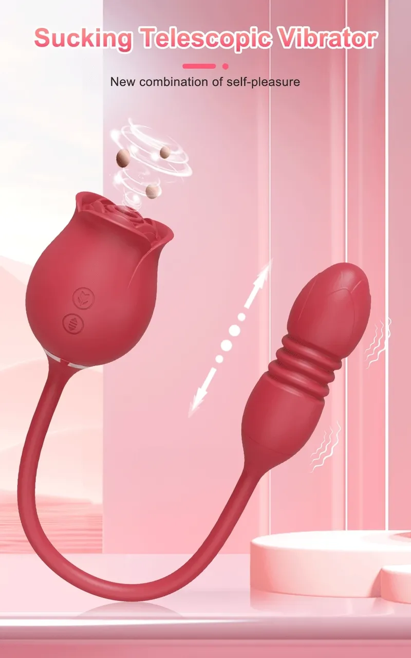 Vibromasseur à succion de rose pour femme, gode à poussée, succion de tétons, stimulateur de clitoris, œuf vibrant féminin, jouets sexuels pour adultes_voghion.com