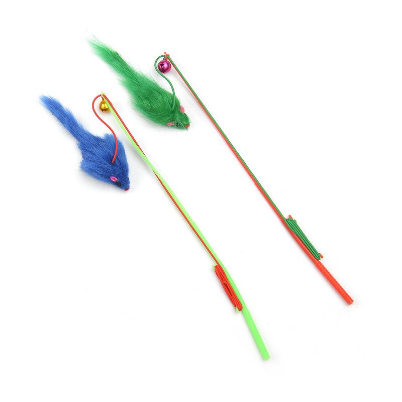 Bacchetta Teaser Canna da pesca con campanellino e suono di topo Giocattolo per gatti_voghion.com