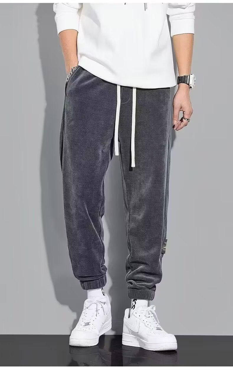 Herrenbekleidung Herren Casual All-Match-Hosen Cord-Sporthosen Winter plus Samt verdickte All-Match-Hosen mit lockeren, warmen Bündchen_voghion.com