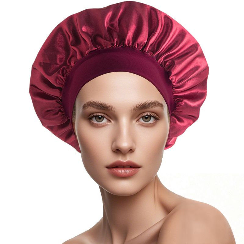 Cross-Border New Women's Wide-Brim High Elasticity European And American Beauty Salon Shower Cap Polyester Hair_voghion.com