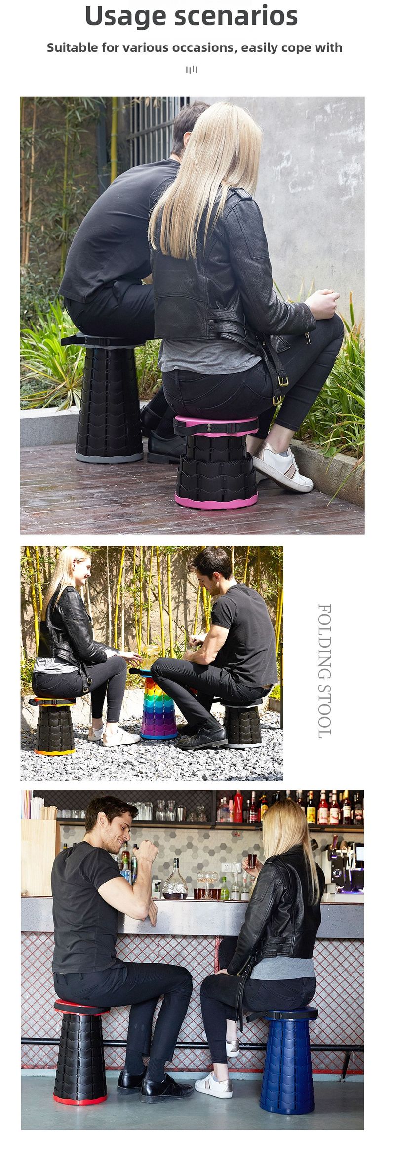 Sgabello da pesca portatile da montagna per esterni, sedia da campeggio pieghevole telescopica piccola_voghion.com