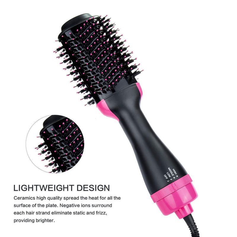 3-in-1 Hot Air Brush - Hair Dryer, Straightener & Volumizer With Negative Ion Technology_voghion.com