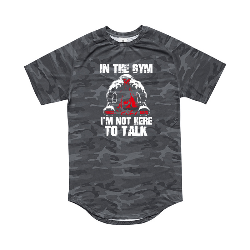 Loose size fitness fitness short sld muscle exercise T-shirt for men's quick drying training suit camouflage half_voghion.com