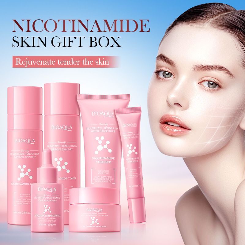 Full English BIOAOUA Niacinamide Hydrating And Rejuvenating Six-Piece Gift Set Moisturizing Kit_voghion.com