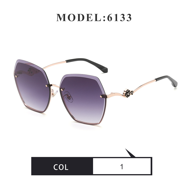 2022 Occhiali da sole polarizzati di nuova moda per le donne 6133 Occhiali da sole senza montatura con bordo tagliato Occhiali da sole da donna alla moda all'ingrosso_voghion.com