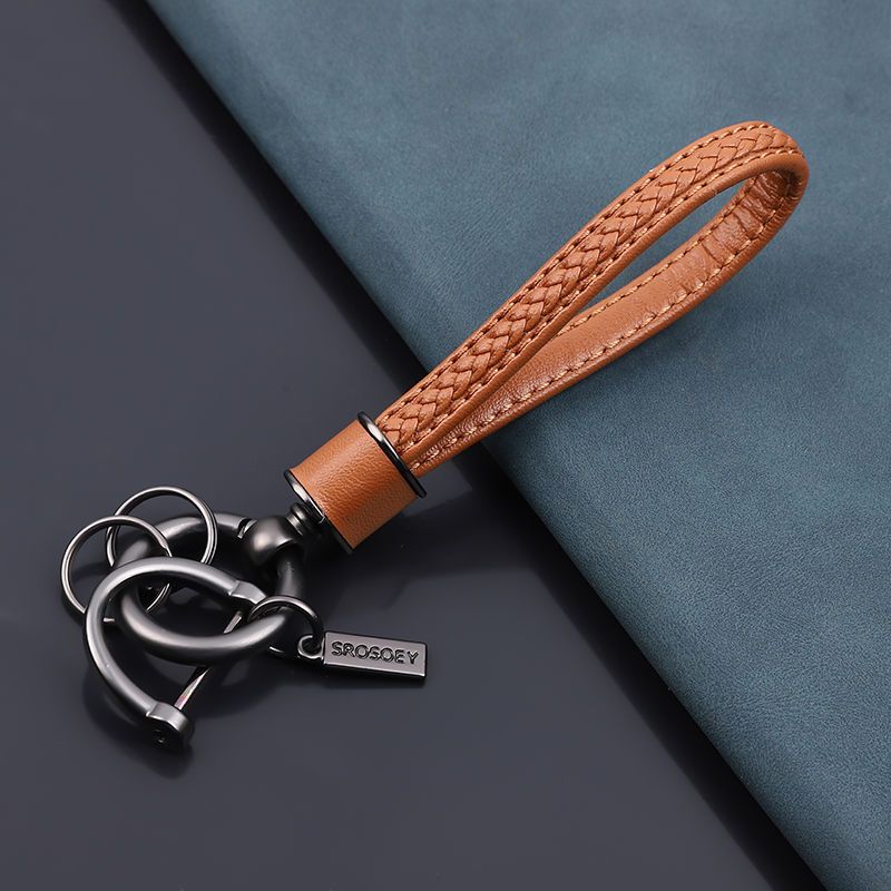 Porte-clés de voiture en cuir de vache, petit lapin, pendentif tridimensionnel, dessin animé, mignon, pour femme, personnalité, couple, sac_voghion.com