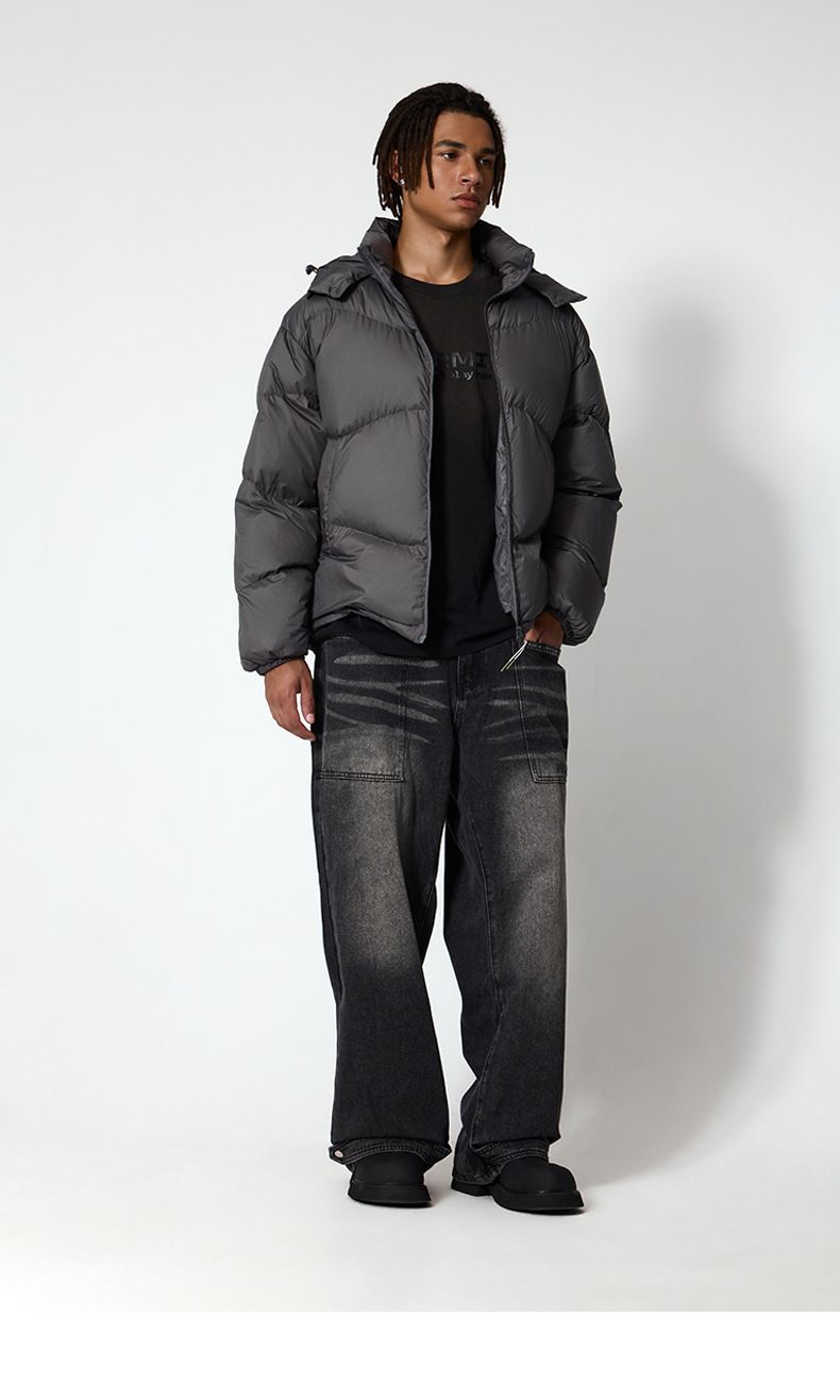 Männerkleeder liicht a portabel Puff Daunenjacke trendy Mark Hierscht a Wanter nei Samt effen Faarf Kapuzenjacke fir Männer_voghion.com