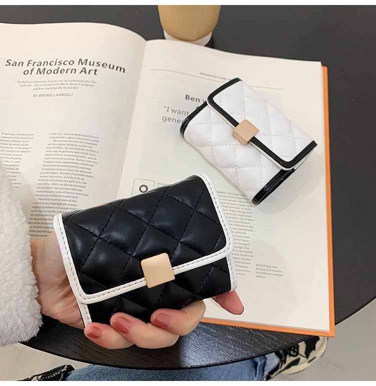Portafoglio piccolo con diamanti alla moda, porta carte, porta monete, borsa per studenti, stile college, piccola borsa, porta carte, borsa porta carte_voghion.com