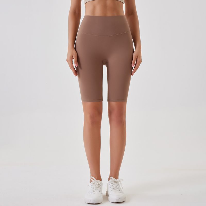 Women's Clothing double-sided brushed yoga shorts without embarrassing lines, buttocks lifting and abdominal control sports running fitness pants_voghion.com