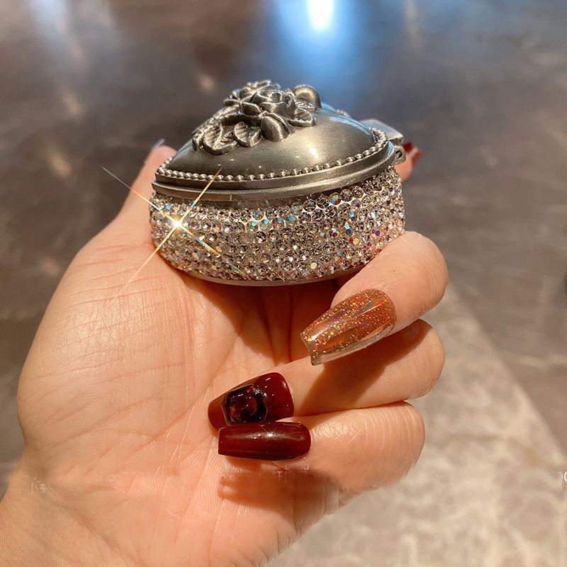 Elegant Heart-Shaped Jewelry Box With Crystal Accents – Compact & Stylish Storage For Necklaces, Earrings & Rings (Paper-Based, Dustproof)_voghion.com