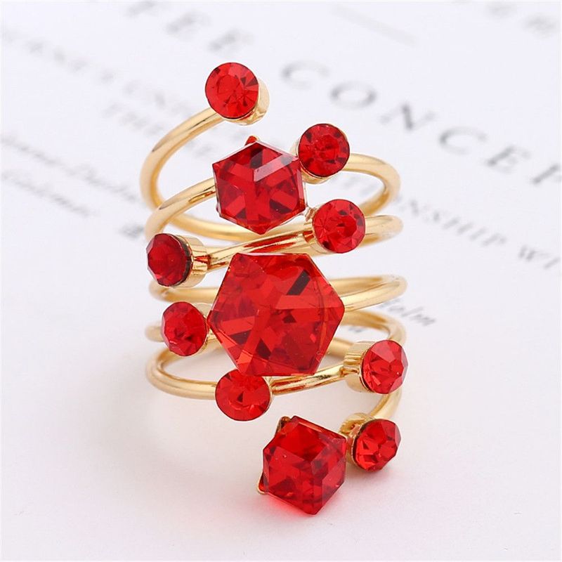 2025 Fashion Style Women's retro luxury diamond women's fashionable and colorful irregular shaped gemstone punk style pendant ring, Korean_voghion.com