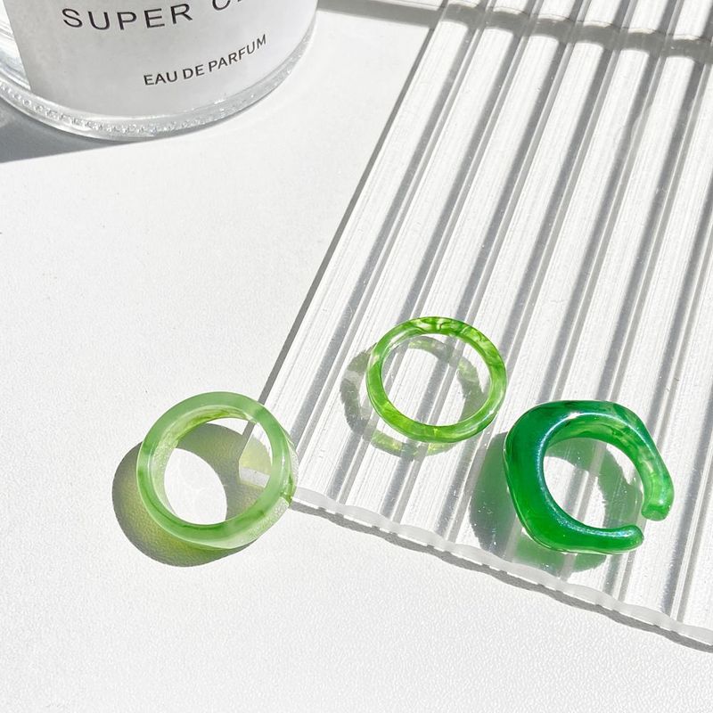 2025 Nuovi arrivi 3 pezzi/set creativo quadrato trasparente geometrico rotondo acrilico stile coreano moda gioielli donne anello aperto_voghion.com