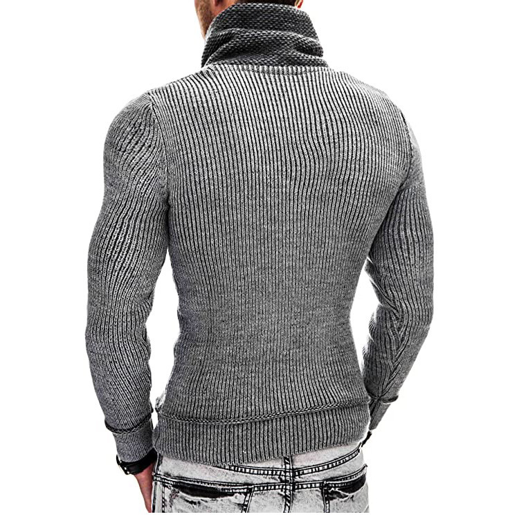 Herrenbekleidung Herbst und Winter Herrenmode Pullover Langarm Stehkragen Tasche Strick Herrenpullover_voghion.com