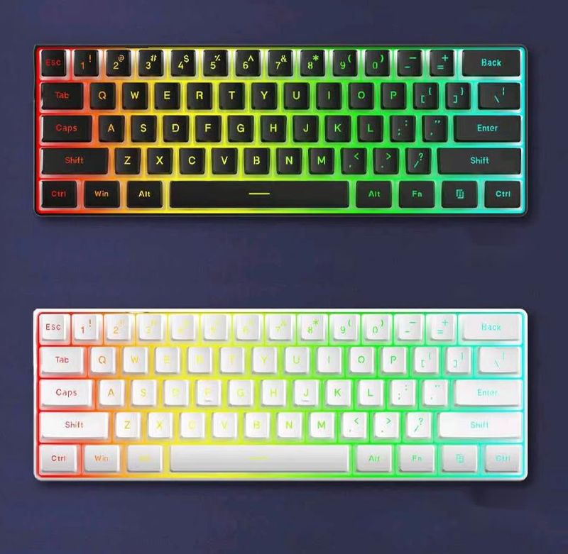 Cross-Border Wholesale 61-Key Gaming Lighted Business Office Mechanical Feel Portable Compact Computer Keyboard_voghion.com