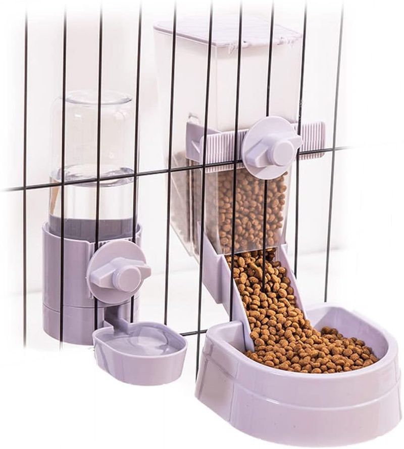 Futter Und Wasser Schalen Set, Automatischer Bunny Feeder Futterschale Kleintier Mülleimer Feeder Mit Deckel Für Bunny Katze Frettchen Chinchilla Me_voghion.com