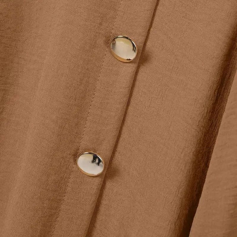 Abito da donna a due pezzi, alla moda ed elegante, tinta unita, con spacchi laterali, camicia lunga, pantaloni a gamba larga e vestaglia._voghion.com