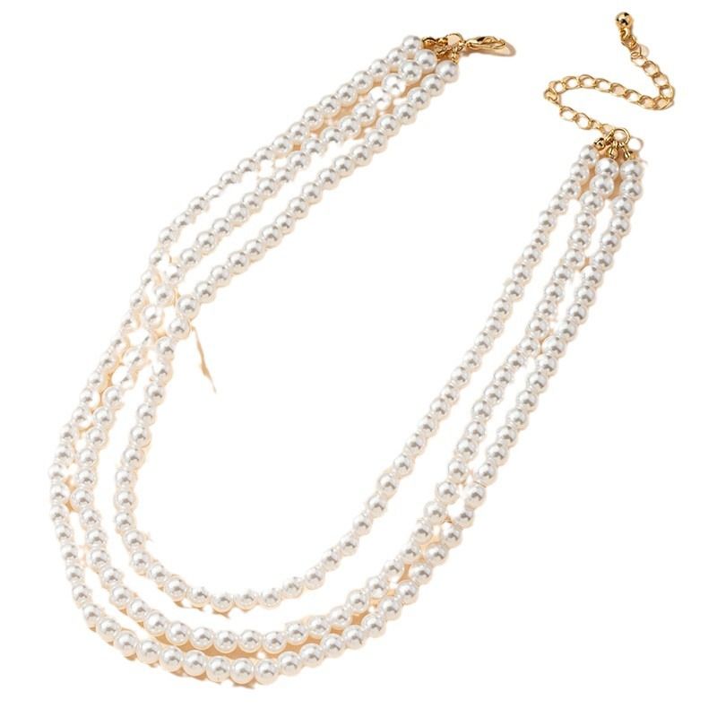 Populaire sieraden Drie nieuwe halskettingen Kleine parel Multi-layer ketting_voghion.com