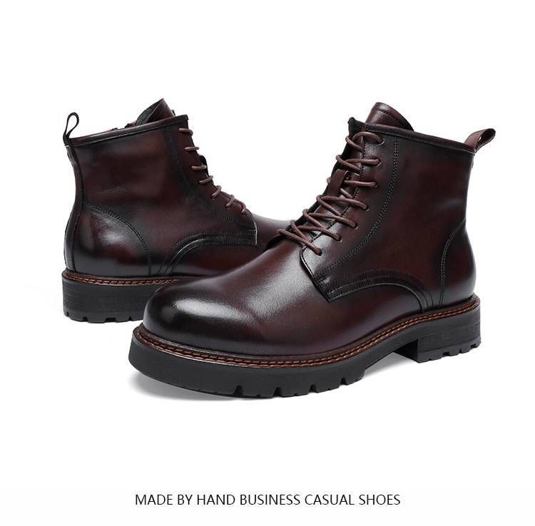 Vintage gewaschenes Pferdeleder Herren Übergröße 47 Herrenstiefel Britischer Stil High Help Stiefel_voghion.com