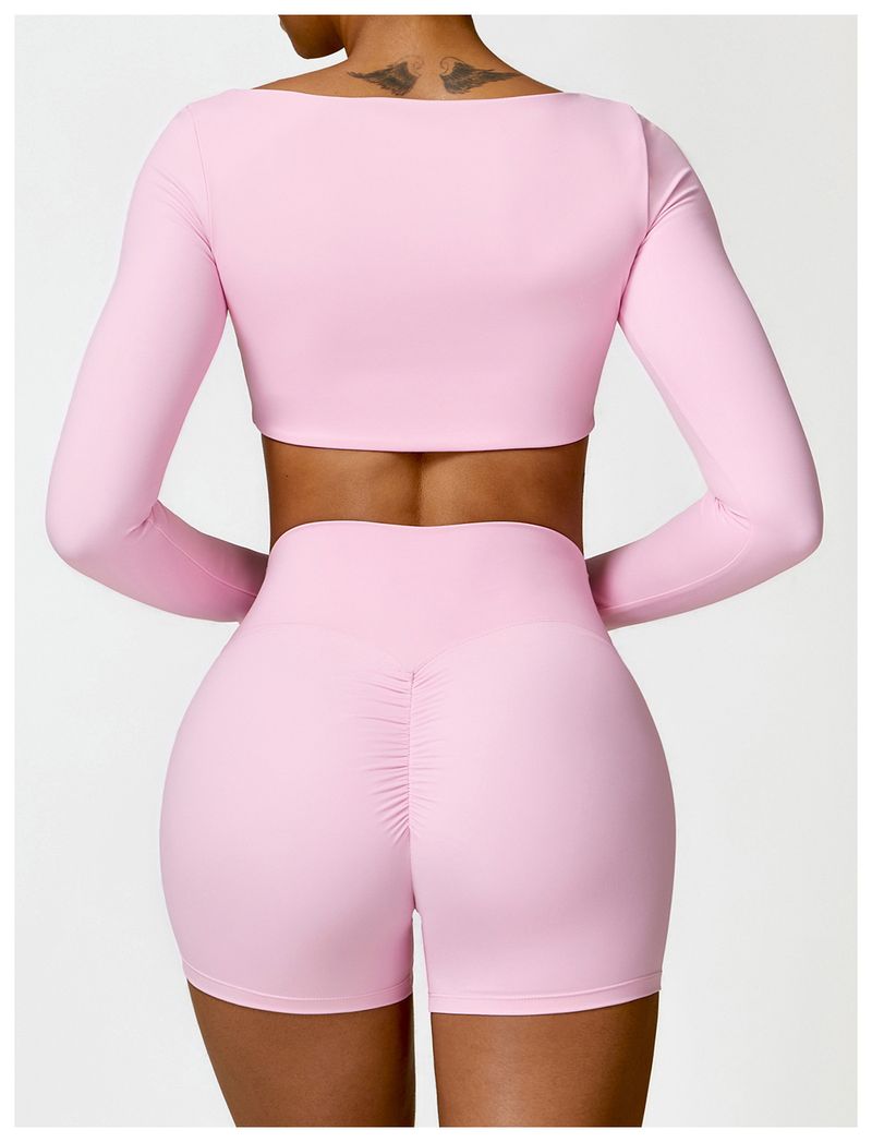 Wiosenno-letni, obcisły strój do jogi, do biegania na świeżym powietrzu, szczotkowany T-shirt z długim rękawem, sportowy top, warstwa bazowa z_voghion.com