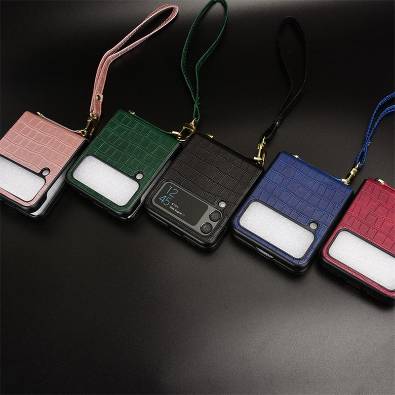 Θήκη Kunjiuyou 1 για Samsung Galaxy Z Flip4 Θήκη Μεντεσέδες Προστασία Πτυσσόμενο κάλυμμα τηλεφώνου με κορδόνι για Samsung Galaxy Z Flip 4-Red A_voghion.com