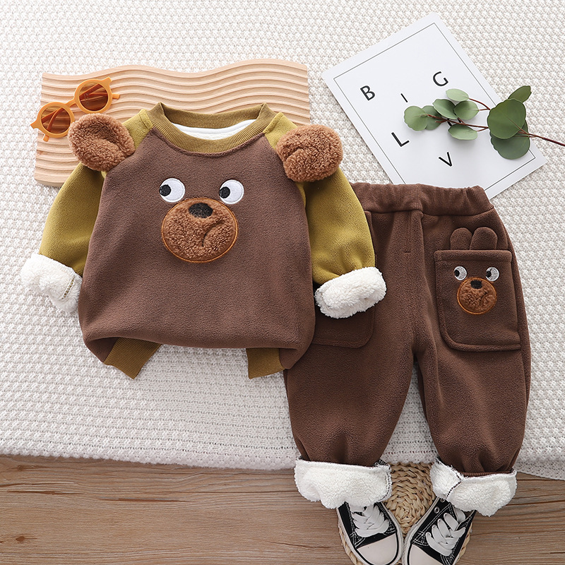 Abbigliamento per bambini, autunno inverno 2023 per ragazzi, nuova felpa con cappuccio in peluche ispessita in stile western, per neonati e_voghion.com
