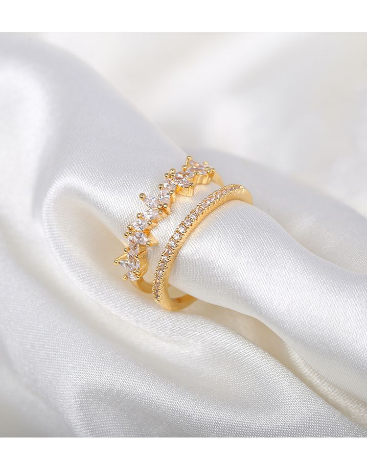 Anillo de diamantes de alta gama con diseño de nicho de lujo ligero, estilo frío femenino, personalidad de moda exquisita, anillo abierto_voghion.com