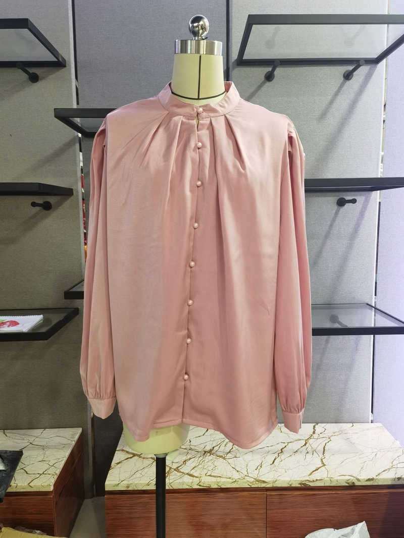 Women's Shirts Solid Color Lapel Long Sleeve Single-row Button Loose Women's Top_voghion.com