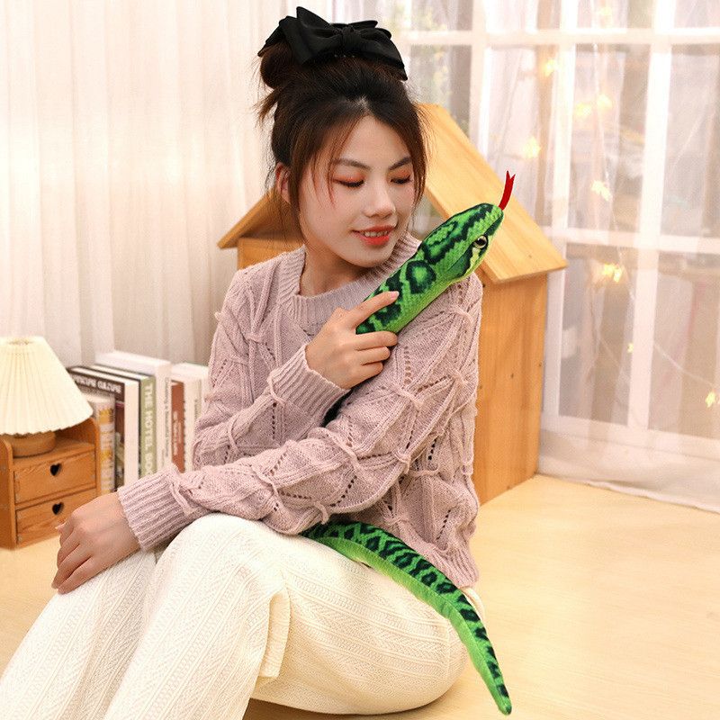 Large Plush Snake Realistic Toy For Kids Soft And Cuddly 120cm Pp Cotton Animal Stuffed_voghion.com