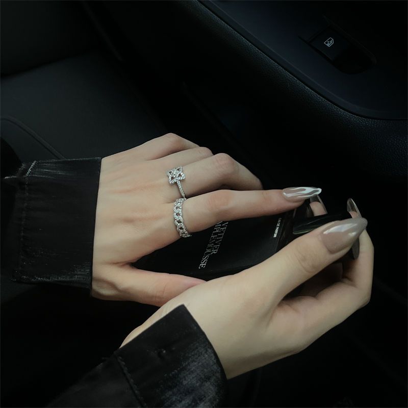 New Cuban Chain Full Diamond Zircon Open End With Light Luxury And High Quality, Designed A Small Market, Stacked Ring_voghion.com