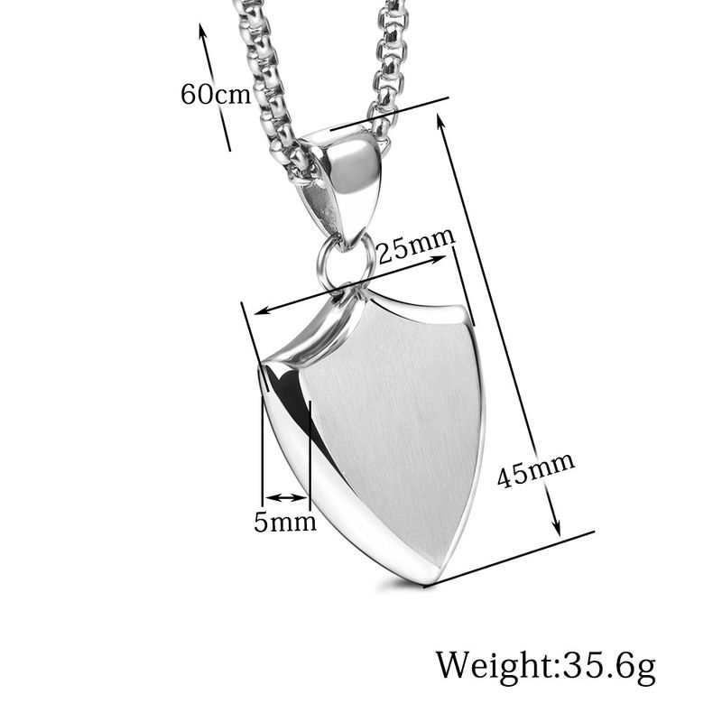 triangle personality simple shield two-color titanium steel pendant temperament versatile necklace laser Logo lettering_voghion.com