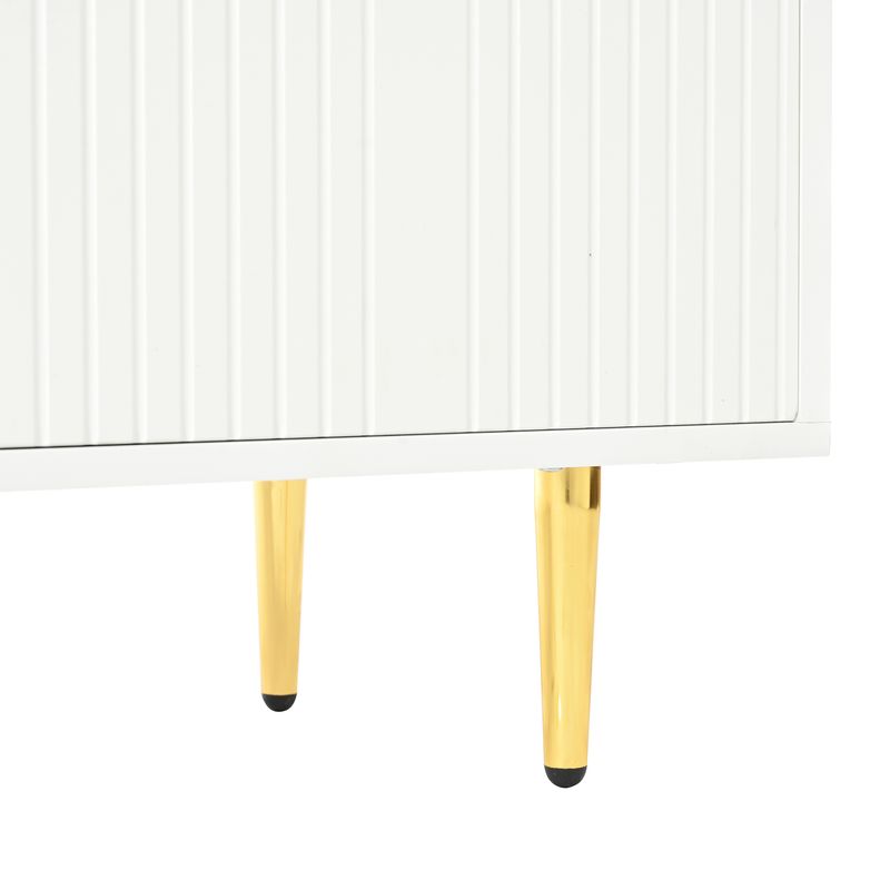 Aparador Weiß 160x80cm Mit 4 Türen, Goldenen Griffen, Hochglanzbeinen_voghion.com