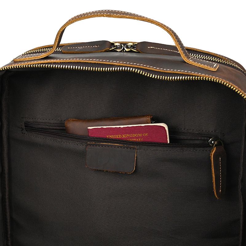 Top Layer Rindsleder Herren Crazy Horse Business-Rucksack mit großer Kapazität 16 Zoll lässige Reisetasche aus echtem Leder_voghion.com